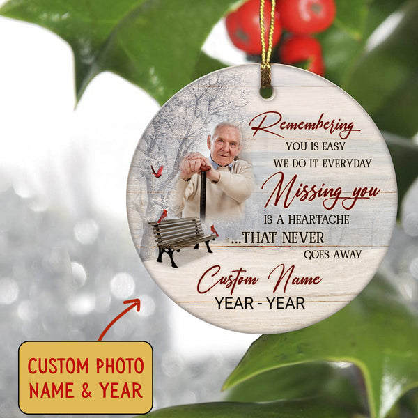 Personalized Memorial Ceramic Ornament with Picture Christmas Sympathy Gift for Loss of Loved One NOM258