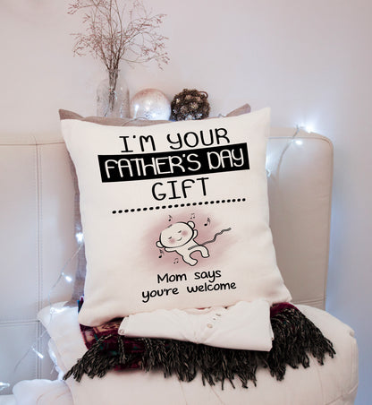 Cute Dad to Be Pillow (Insert Included) First Father's Day Gift for New Dad Baby Bump 1-side Print NPL96