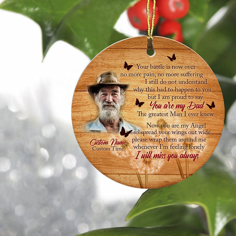 Dad memorial ornament - Custom dad remembrance ornament, memorial gift for loss of father in memory| ONT17
