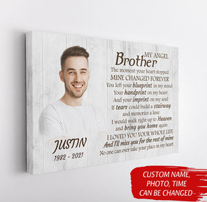 Brother Memorial Canvas Personalized Picture Frame, Bereavement Sympathy Gift for Loss of Brother N2676