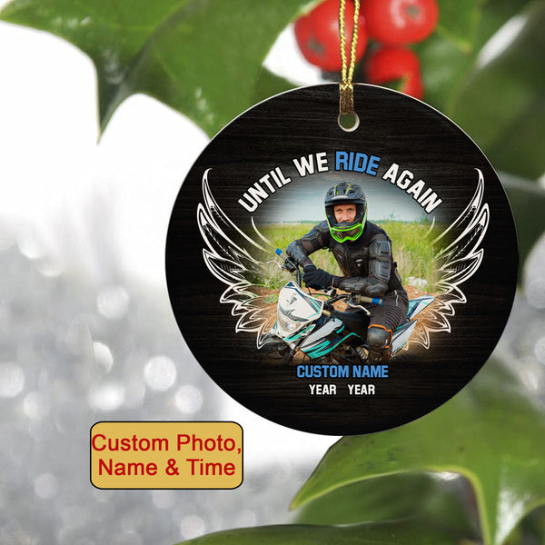 Personalized Motorcycle Memorial Ornament Christmas In Heaven Memorial Gift For Loss Of Biker Dad ODT22