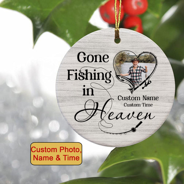 Angel Dad Remembrance Ornament Gone Fishing In Heaven Christmas Memorial Gift For Loss Of Fisherman ODT93