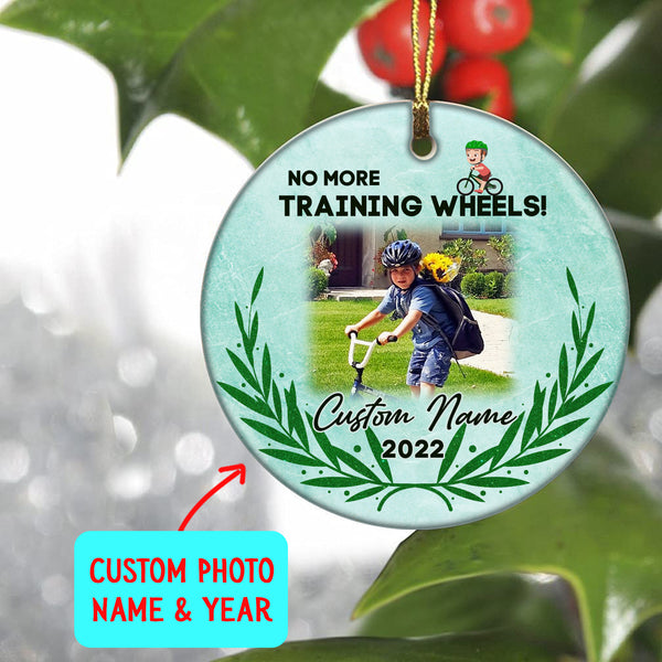 No more training wheels ornament, boys girls bicycle Christmas gifts, cycling bike ornament for kid| ONT74