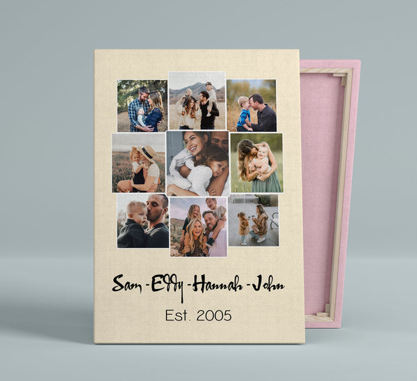 Personalized Family Canvas| Custom Family Photo Collage Canvas for Home Decoration| Sentiment Gift for Family on Christmas, Thanksgiving, Anniversary| Family Wall Art| JC727