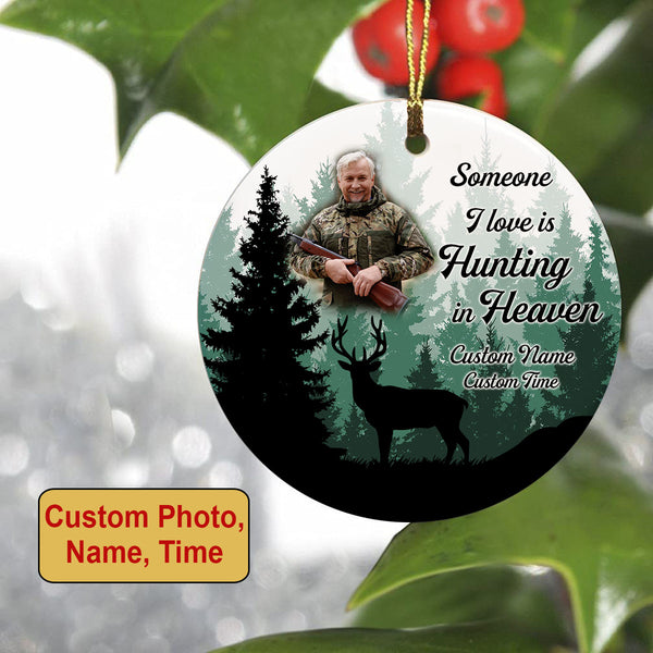 Christmas Ornament, Sympathy gift for loss of loved one, Gone hunting in Heaven Memorial Ornament - OVT15