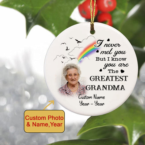 Grandma Memorial Ornament - Greatest Grandma, Christmas in Heaven Remembrance Home Decor, Memorial Gift for Baby Loss of Grandma| NOM133