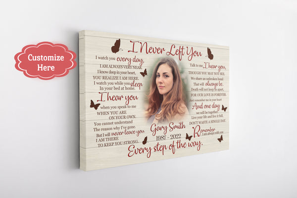 I Never Left You Personalized Sympathy Canvas for Loss of Loved One, Memorial Gifts for Loss of Sister Daughter - VTQ125