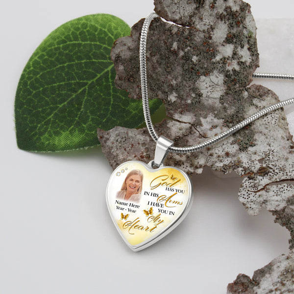 Custom memorial necklace| Butterfly bereavement jewelry with picture| Keepsake gift for loss NNT35