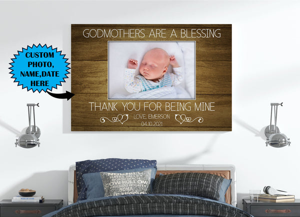 Personalized Godmother Gift| Godmother Are A Blessing Canvas| Custom Gift for Godmother Baptism Gift| JC729