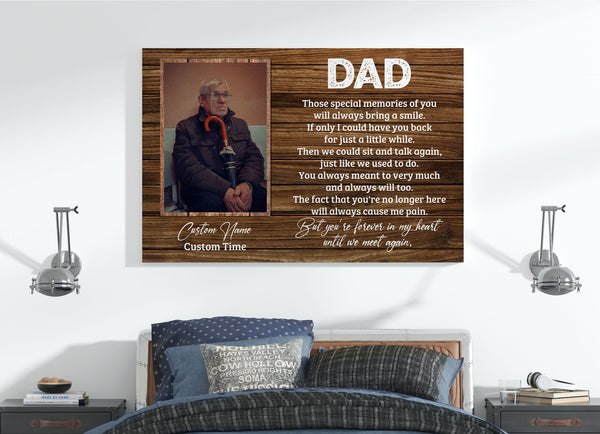 Dad Memorial Canvas| Those Special Memories of You| Personalized Memorial Gift for Loss of Father| JC886