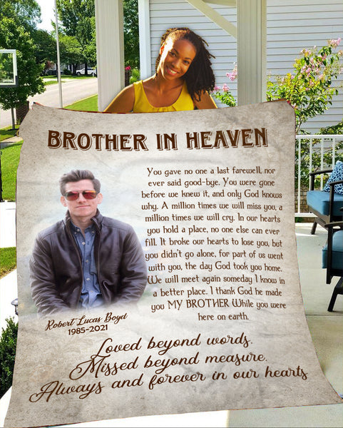 Brother Memorial Canvas| Brother in Heaven Fleece Blanket Personalized Memorial Gift for Loss of Brother In Loving Memory of Brother Sympathy Gift Remembrance Blanket Bereavement JB265