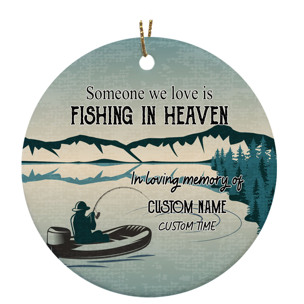 Personalized Cardinal Gone Fishing In Heaven Memorial Photo Circle Ornament  - Vikings Warehouse