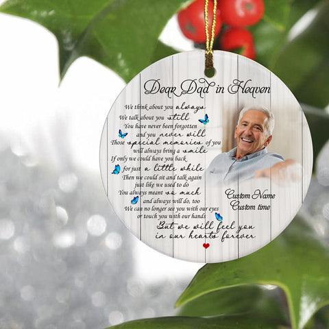 Dad Memorial Ornament - Dear Dad in Heaven, Christmas Dad Remembrance Home Decor, Memorial Gift for Loss of Father in Memory| NOM180