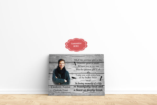 Sympathy gift for loss of Brother Son, Brother memorial gifts, Bereavement Remembrance Condolence Canvas - VTQ155