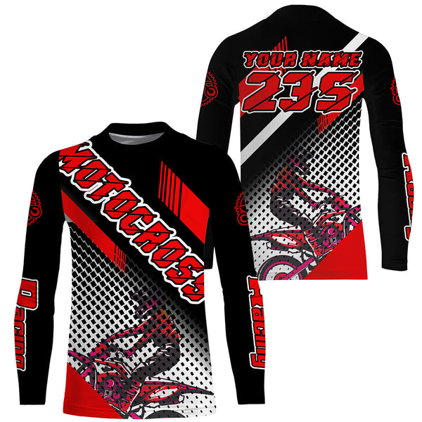 Custom MX Jersey UPF30+ Red Dirt Bike Shirt For Men Women Youth Freestyle Motocross Long Sleeve PDT468