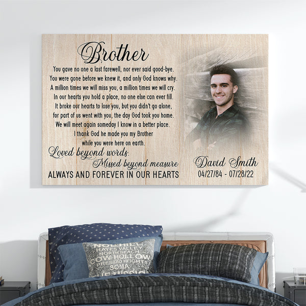 Brother memorial canvas personalized - Brother remembrance gift, bereavement loss brother in heaven CNT22