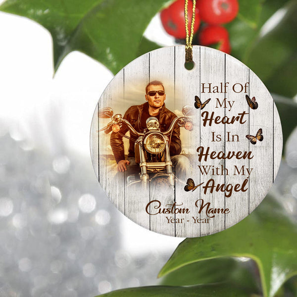 Biker Remembrance Ornament Personalized Motorcycle Ornament Sympathy Memorial Gift For Loss Of Dad ODT70