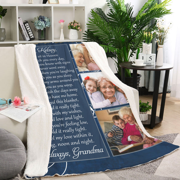 Memorial Blanket| As I Sit In Heaven - Custom Letter Blanket | Meaningful Remembrance Fleece Throw, Sympathy Gift | T553