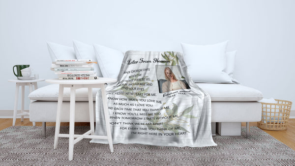 Memorial Blanket Personalized Photo| Letter From Heaven Blanket| Memorial Gift, Sympathy Blanket, Remembrance Blanket| T1139