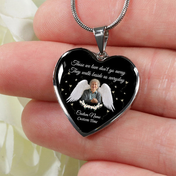 Custom Memorial necklace with picture| Sympathy remembrance jewelry for loss loved one in heaven NNT11