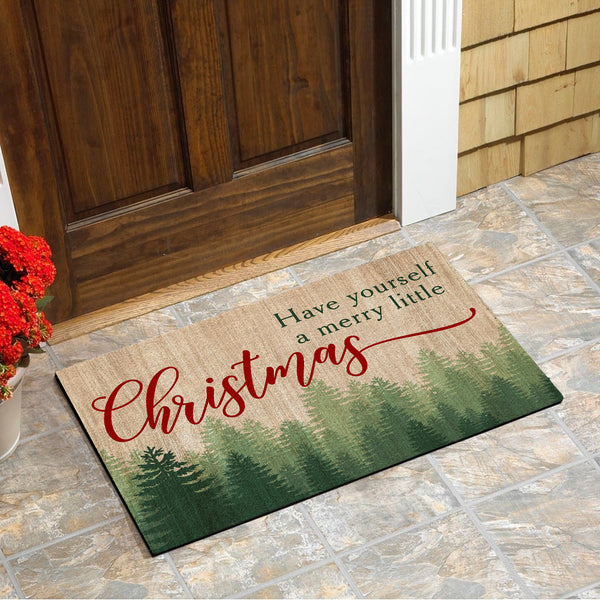 Christmas Door Mat - Haver Yourself A Merry Little Christmas Door Mat| Christmas Wish Christmas Sign Christmas Decoration Welcome Mat Holiday Doormat Winter Sign Gift for Xmas| JD31