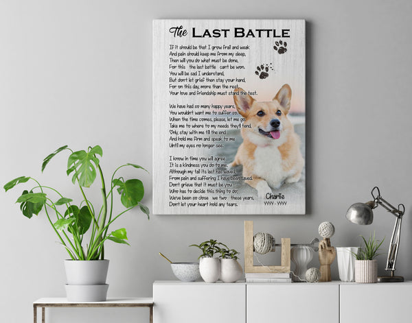 Custom Memorial Pet Canvas Art| The Last Battle - Dog Memorial Gift, Sympathy Gift for Dog Owner, Loss Dog Gift for Pet Owner, Dog Remembrance Gift - JCD787