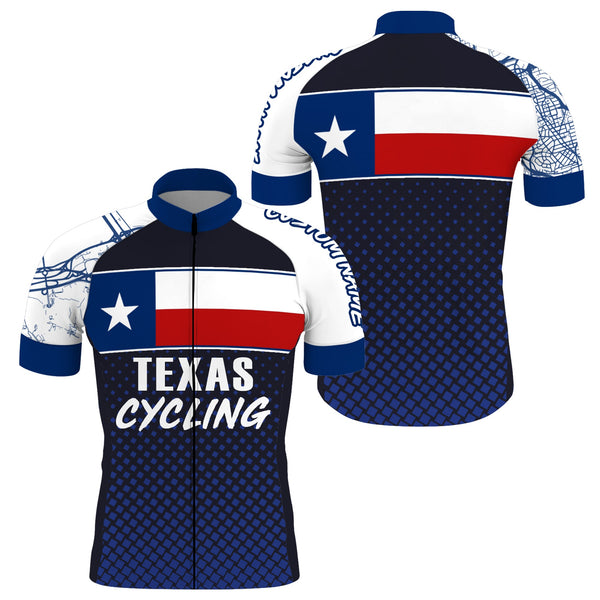 Texas flag men's cycling jersey with full zipper 3-rear pockets UPF50+ bicycle MTB BMX clothes| SLC142