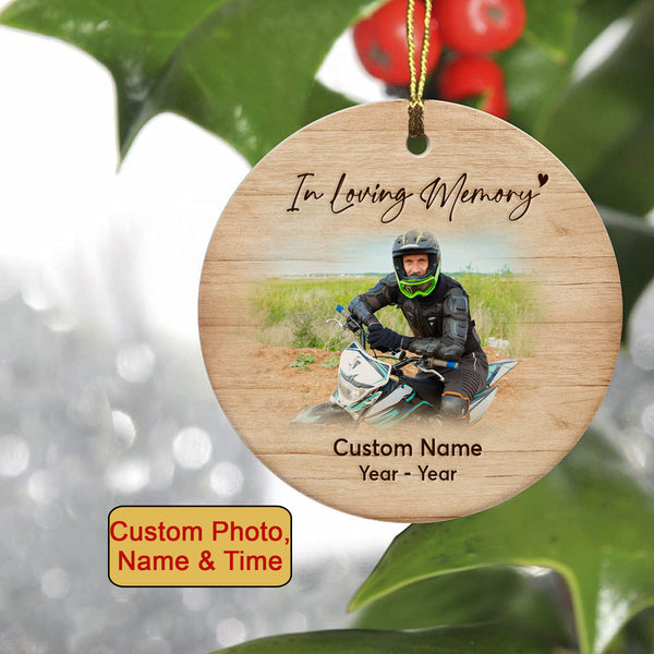 Personalized Motorcycle Memorial Ornament Christmas In Heaven In Memory Gift For Loss Of Biker Dad ODT71