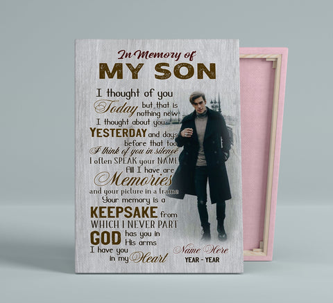 Son Memorial Canvas - In Loving Memory of Son| Personalized Deepest Sympathy Gift for Loss of Son, Son Loss Bereavement Keepsake, Youth Cancer Condolence| N2427