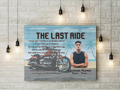 Biker Memorial Canvas, Personalized Sympathy Gift for Loss of a Biker Motorcycle Bereavement N2646