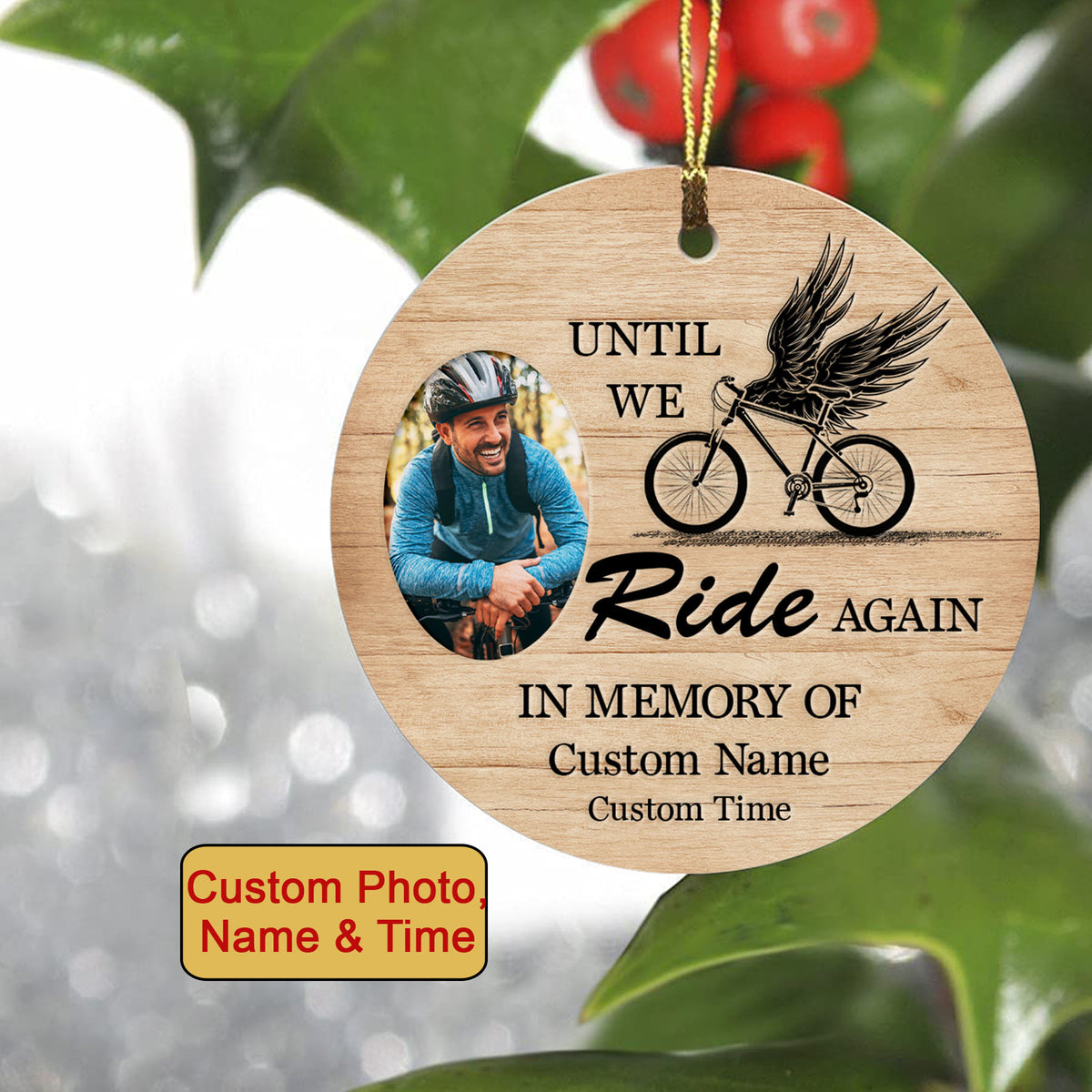 Until we ride again cyclist memorial ornament, custom bicycle ornament, BMX MTB cycling ornament| ONT10