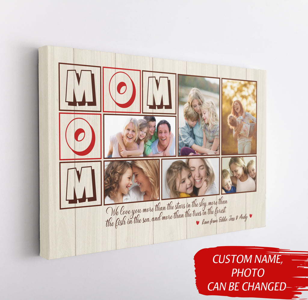 Mom Custom Photo Collage Canvas, Personalized Christmas Gift For