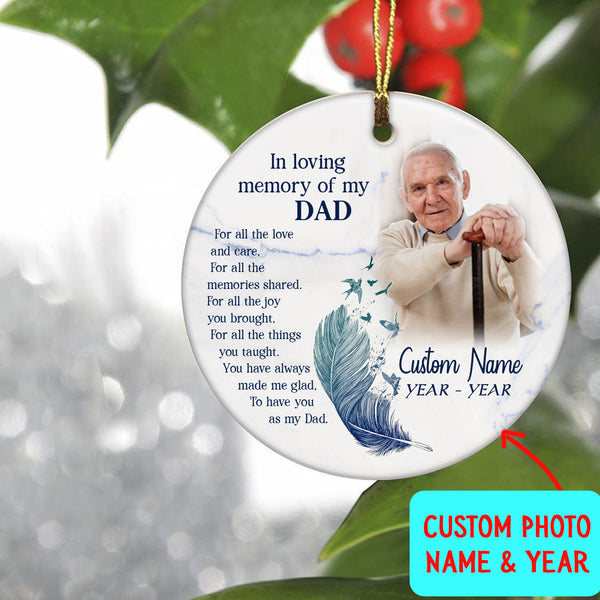 Dad memorial ornament - in loving memory of dad, Christmas in heaven, Father remembrance ornament| ONT57