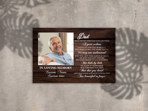 Dad Memorial Canvas| Personalized Photo| Too Beautiful to Forget| Dad Remembrance, In Heaven Father Memorial| Sympathy Gift, Memorial Gift for Loss of Father, In Memory of Dad| N2374