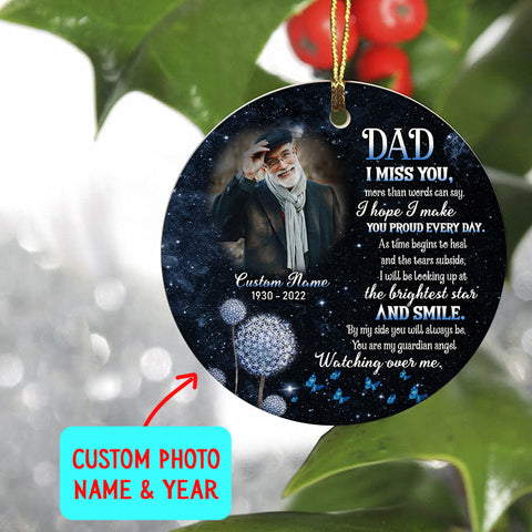 Dad Memorial Personalized Ornament, Christmas Remembrance Sympathy Gift for Loss of Father NOM296