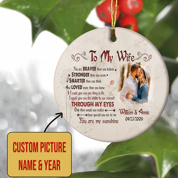 To My Wife Ornament - Personalized Photo Christmas Ornament for Wife, Couple Ornament, First Christmas Marriage| NOM168