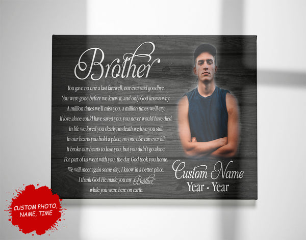 Personalized Brother Memorial Canvas Brother Remembrance Picture Frame Sympathy Gift Loss of Brother N2713