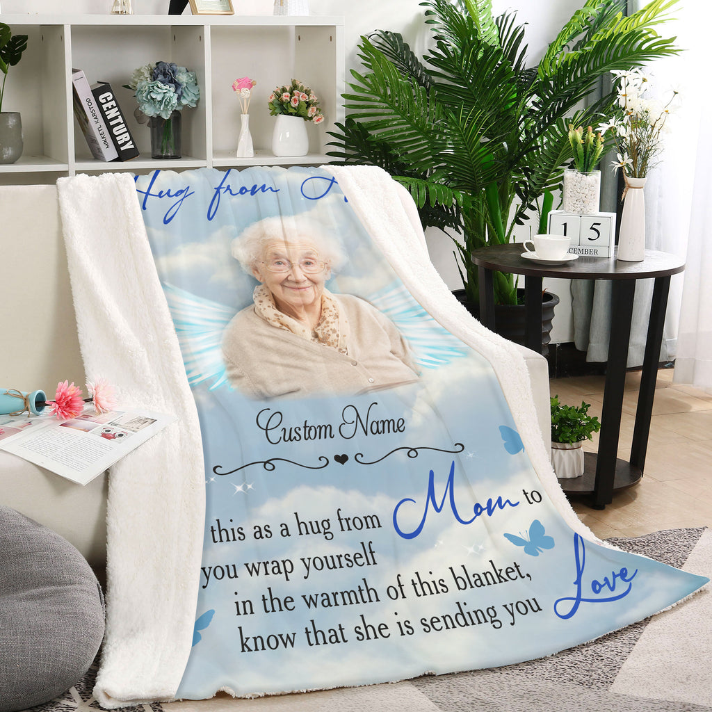 Personalized Throw Blanket Memorial, Mom Memorial, Memorial Gift, Hug From  Heaven, Sympathy Gift, Hug From Me to You, Photo Blanket 