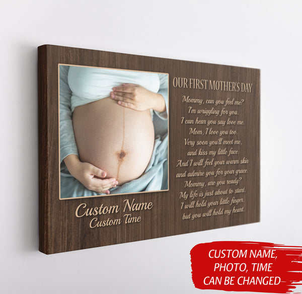 Personalized New Mom Canvas| Our First Mother's Day| New Mom Gift for Wife, Expecting Mom from Husband| JC828