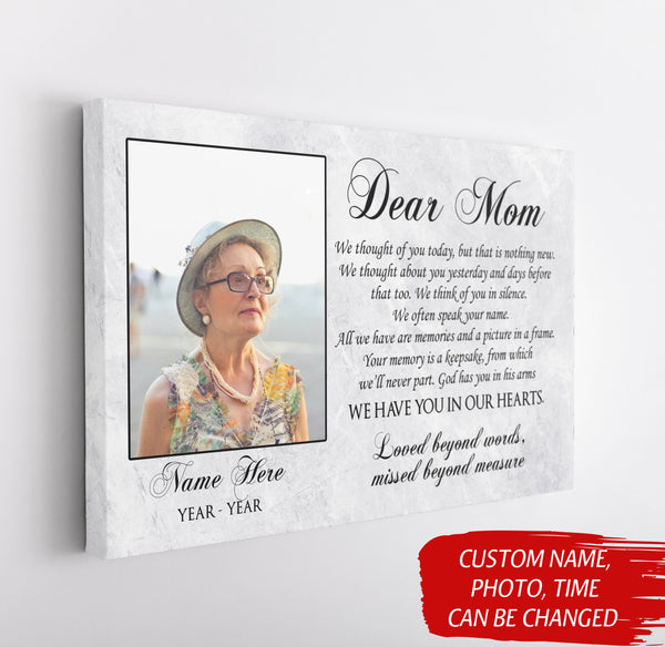 Mom Remembrance - Personalized Memorial Canvas for Mother Dear Mom in Heaven Sympathy Gift for Loss of Mom Mother Remembrance Mom Memorial Gift In Loving Memory Wall Art - JC762