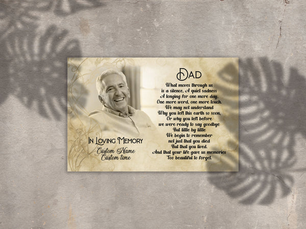 Dad Memorial Customized Canvas Remembrance Father's Day in Heaven, Sympathy Gift for Loss of Father| N2593