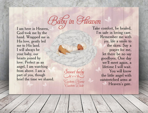 Personalized Memorial Canvas| Baby In Heaven| Sympathy Gift for Loss of Child, Miscarriage Loss, Infant Loss, Loss of Baby JC252 Myfihu