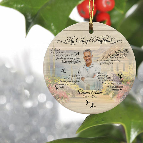 Husband Memorial Ornament - My Angel Husband, Christmas in Heaven, Husband Remembrance Home Decor, Memorial Gift for Loss of Husband| NOM167