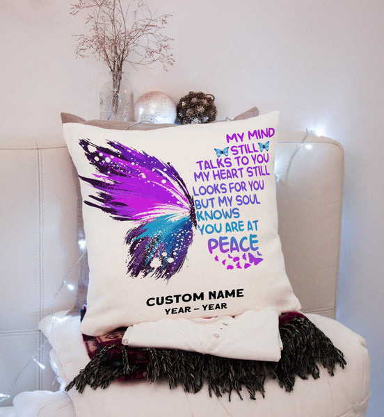 Personalized Memorial Pillow Butterfly Remembrance A Loved One in Heaven Sympathy Gift 1-side Print| NPL89