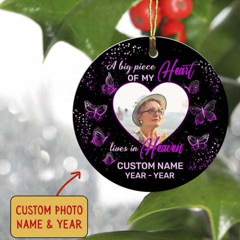 Butterfly memorial Christmas ornament with personalized picture in Heaven remembrance sympathy gift NOM240