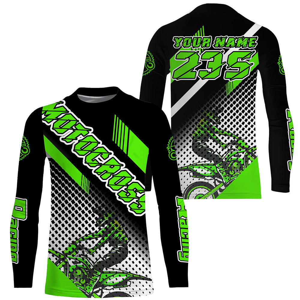 kawasaki motocross gear Extreme Motocross Jersey Green UPF30+ Custom Dirt Bike Shirt Men Youth – Myfihu