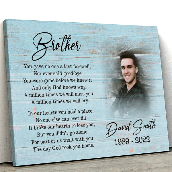 Brother remembrance canvas - Brother in heaven memorial gift, Custom sympathy canvas loss of brother CNT20