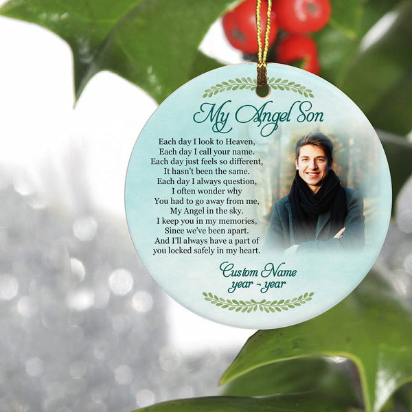 Son Memorial Ornament - My Angel Son, Christmas in Heaven, Son Remembrance Home Decor, Memorial Gift for Loss of Son in Memory, Loss of Child| NOM186