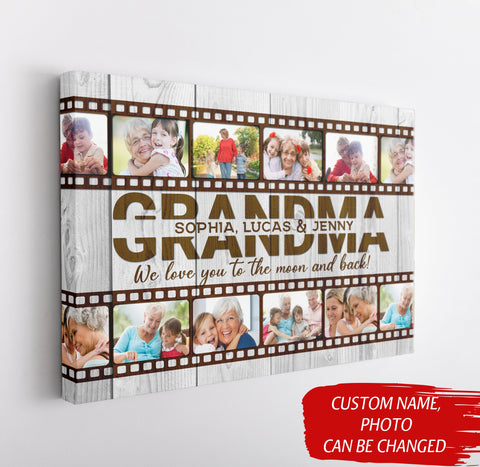 Grandma Personalized Canvas Photo Collage, Mothers's Day Gift for Grandmother, Best Grandma Christmas| N2491