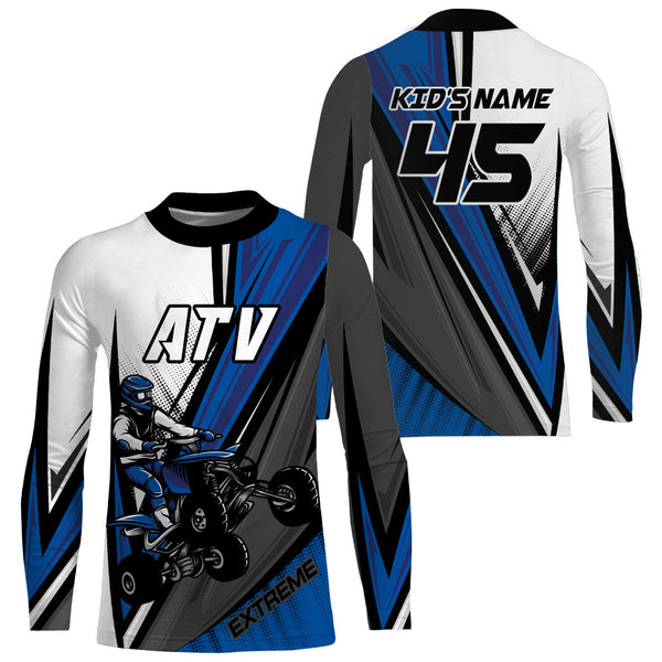 Custom ATV Motocross Jersey Blue UPF30+ Quad Bike Shirt Racing Adult Youth Off-road NMS1342